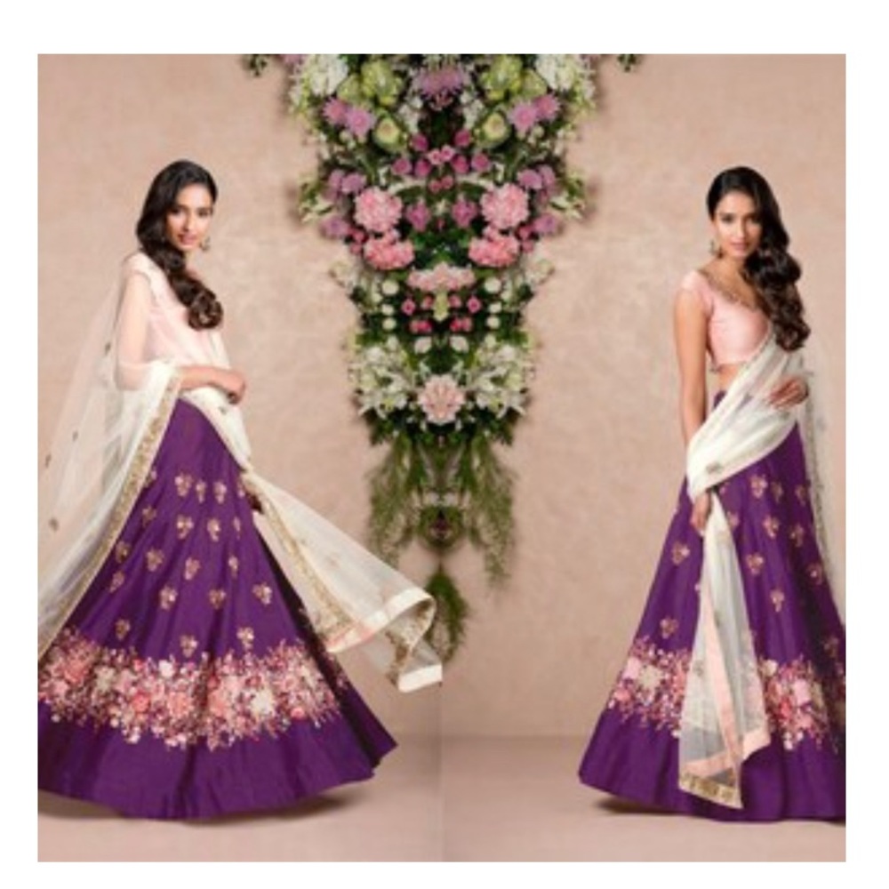 Purple Raw Silk Lehenga Choli Heavy Embroidery